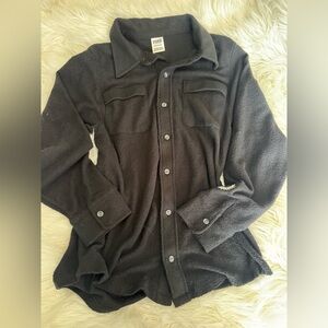 PINK Victoria’s Secret Black Reverse Fleece Shacket Jacket SZ: XS